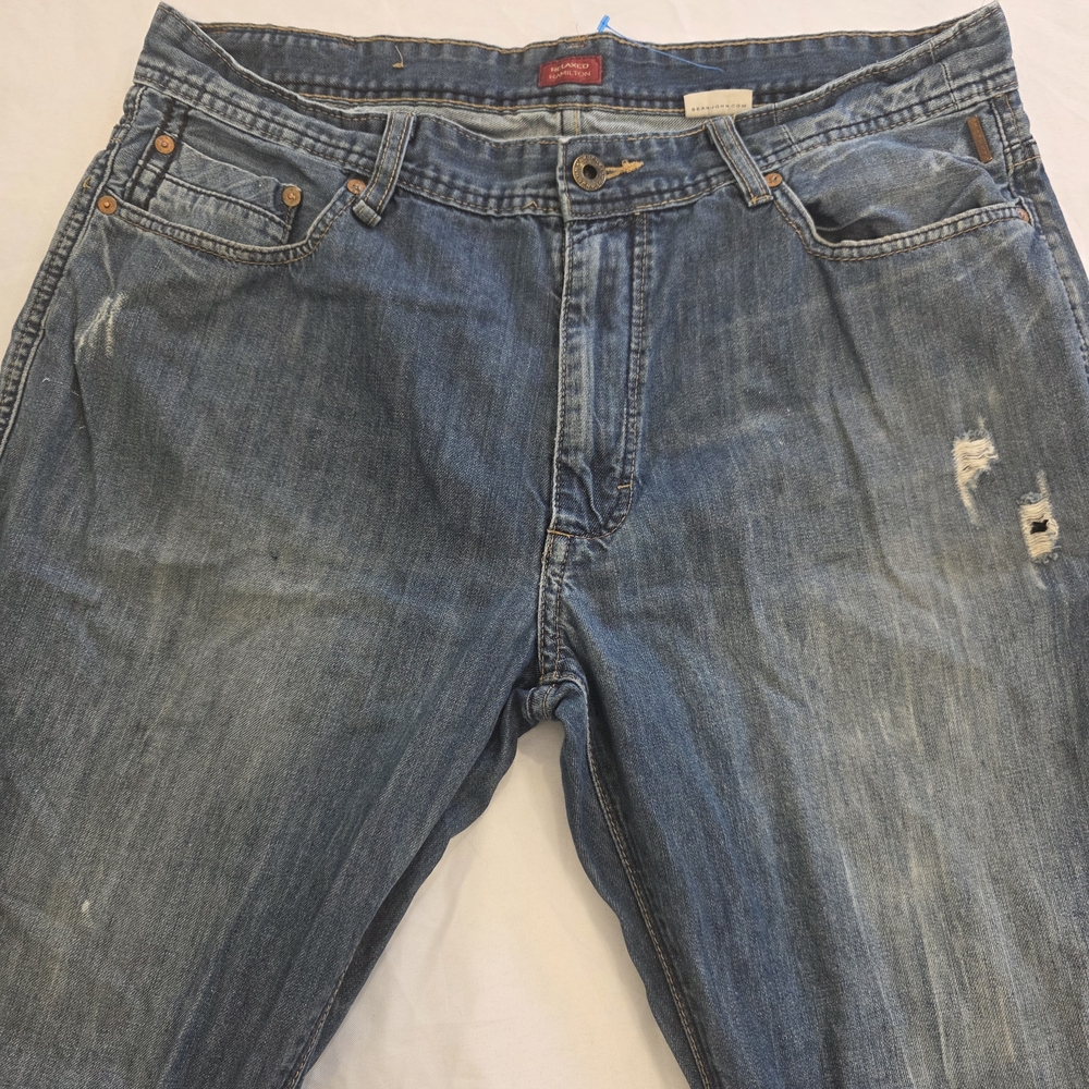 Sean John Hamilton Distressed Ripped Denim Relaxed Fit Jeans Men W36 L32 - Picture 8 of 11